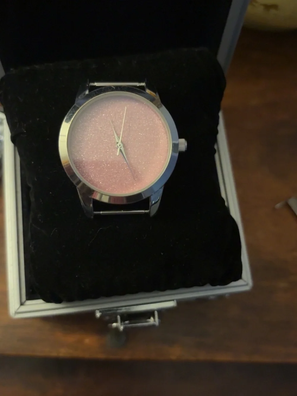BWC Stainless Steel Sparkle Pink Dial Silver Watch DOESN’T INCLUDE BOX‼️